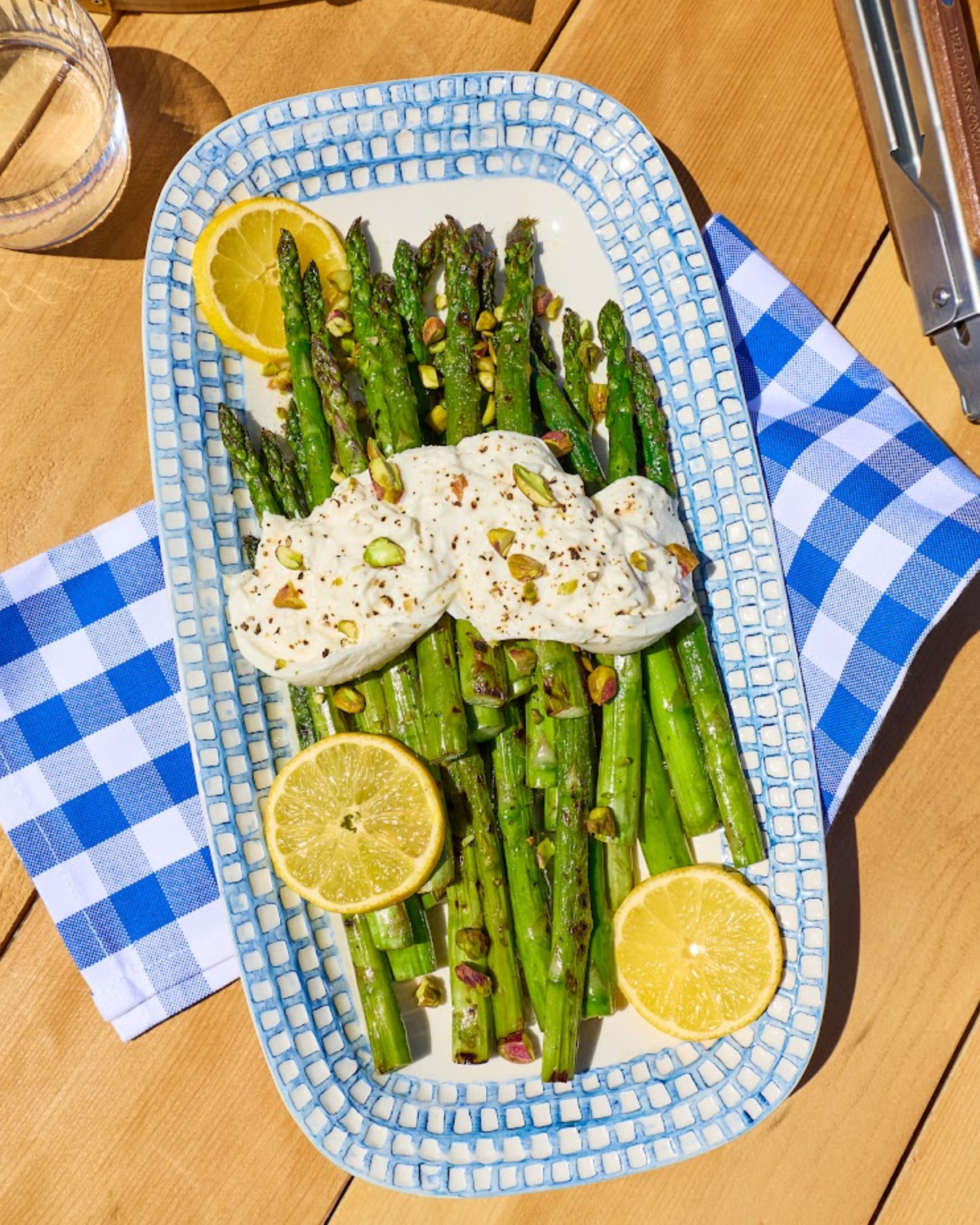 Grilled Asparagus with Burrata & Furikake
