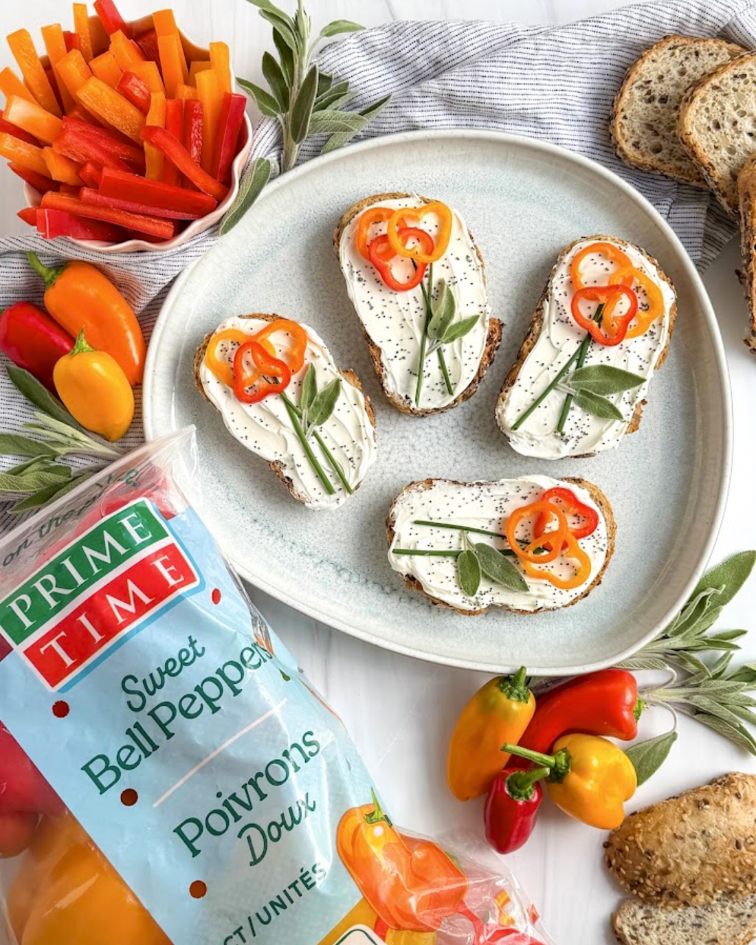 Spring Mini Pepper Tulip Toasts