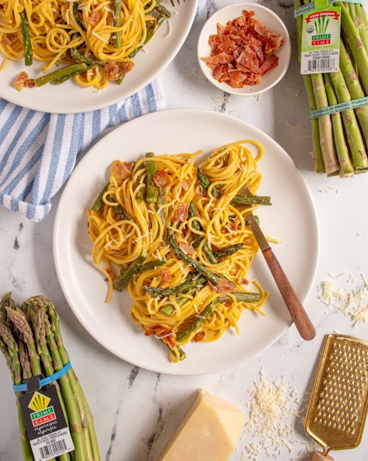 Roasted Asparagus Spaghetti Carbonara