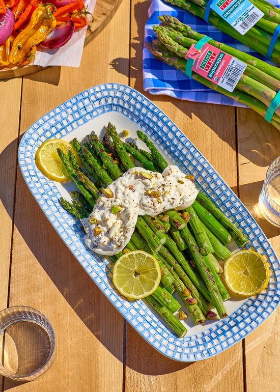 Grilled Asparagus with Burrata & Furikake