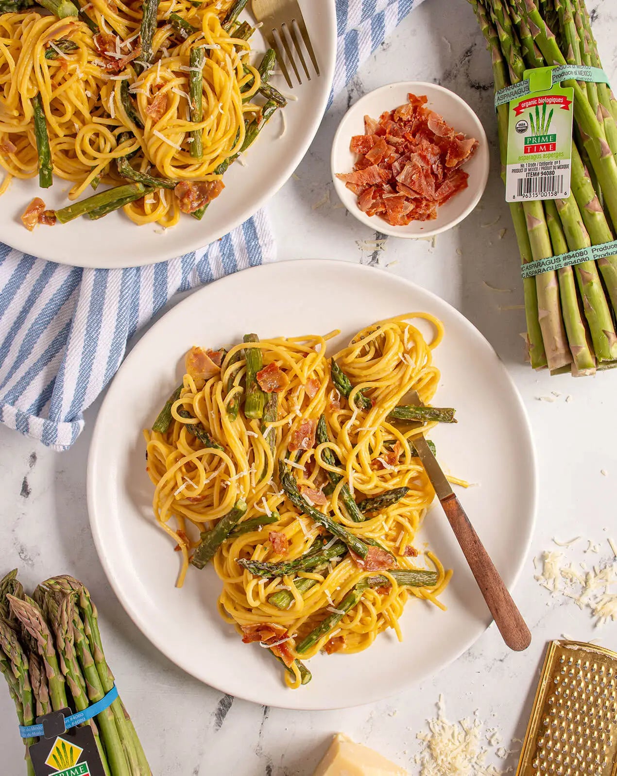 Roasted Asparagus Spaghetti Carbonara