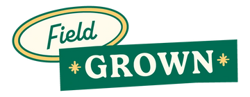 Logo with 'Field Grown' text on a green background