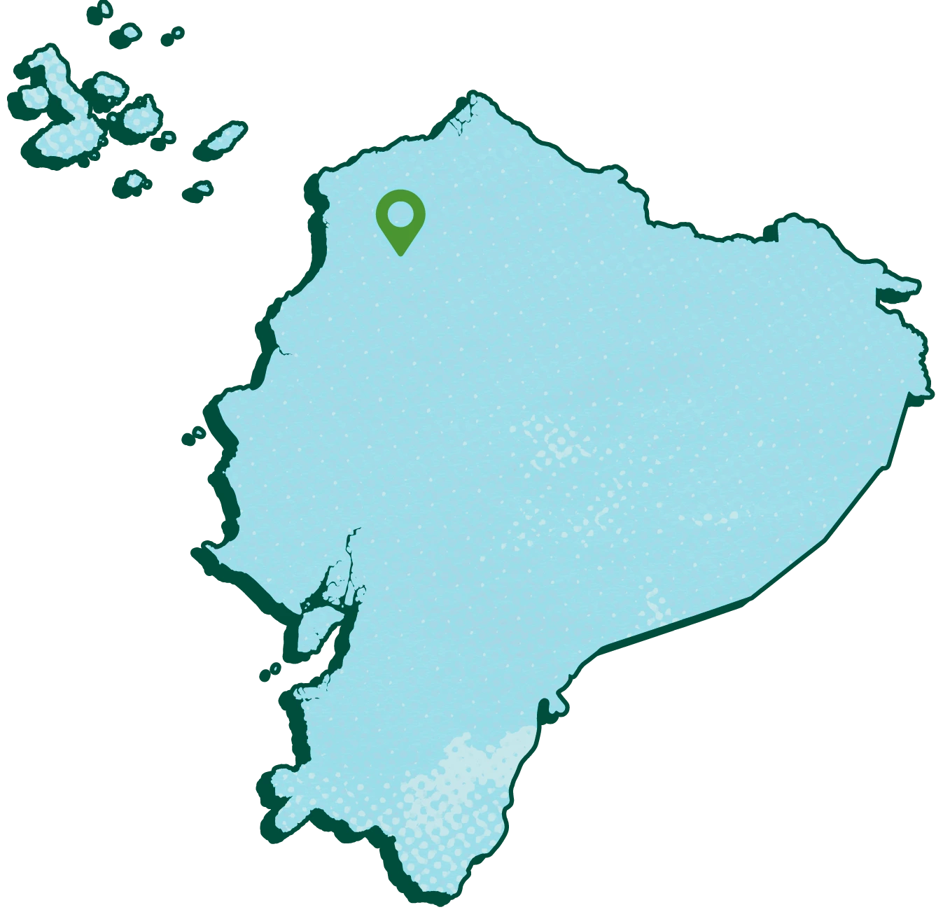 Map of a country with a green marker indicating a location